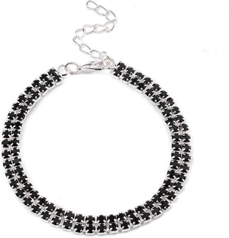 مجموعة مجوهرات نسائية قلادة من الكريستال الأسود وأقراط وسوار مجوهرات الزفاف وقلادة من حجر الراين للحفلات in Kuwait