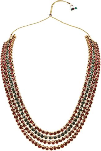 مجموعة مجوهرات زفاف هندية من I Jewels مطلية بالذهب بوليوود متعددة الطبقات كوندان فاخرة مع أقراط للنساء والفتيات (MC148QG) in Saudi Arabia