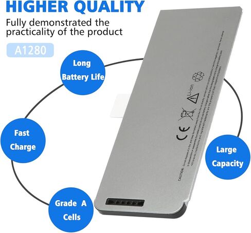 بطارية كمبيوتر محمول 45WH لـ A1278 A1280 (MacBook 13 بوصة أواخر 2008 إصدار الألومنيوم) هيكل من الألومنيوم MB467LL/A / MB466LL/A in Kuwait