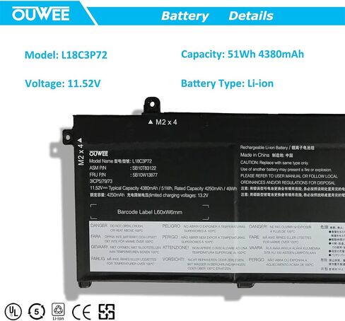 بطارية كمبيوتر محمول L18C3P72 متوافقة مع Lenovo ThinkPad T490 T495 P43S T14 P14S الجيل الأول من السلسلة L18L3P73 02DL007 L18M4P73 SB10K97646 L18M3P73 02DL008 L18M4P74 02DL009 L18C3P71 02DL010 in Saudi Arabia