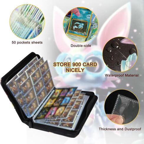 مجلد بطاقات التداول 9 جيوب، كتاب ألبوم البطاقات، أكمام قابلة للفصل، حقيبة تخزين عرض ألبوم تجميع البطاقات المتوافقة، هدية للأولاد والبنات (أزرق) in Kuwait