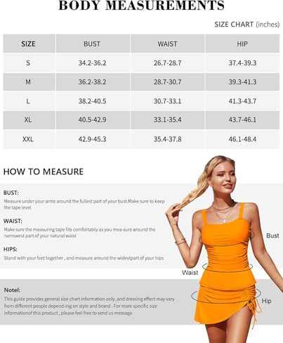 ملابس سباحة تانكيني للنساء للتحكم في البطن مع تنورة، قطعتين، ملابس سباحة محتشمة برتقالية in Kuwait