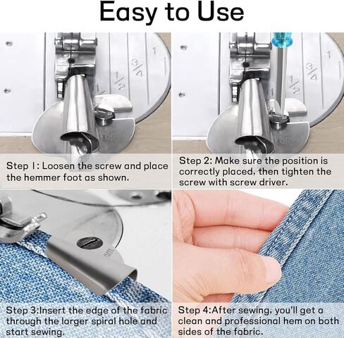 مجموعة أدوات الخياطة العالمية مكونة من 8 قطع، قدم مطرقة ذات حاشية ملفوفة لآلة الخياطة 3-10 مم، ملحق حاشية لفات، قدم حاشية صناعية منزلية منحنية، ملحقات وأدوات الخياطة in Kuwait