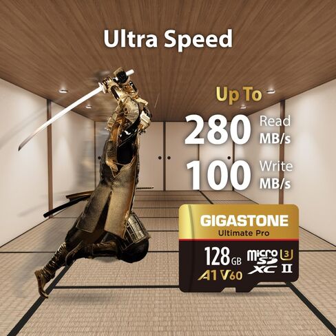 [استعادة بيانات مجانية لمدة 5 سنوات] بطاقة ذاكرة Micro SD سعة 128 جيجابايت من Gigastone، Ultimate Pro، بطاقة ذاكرة MicroSDXC للكاميرا، R/W تصل إلى 280/100 ميجابايت/ثانية، UHS-II U3 ​​A1 V60 C10، مع محول in Saudi Arabia