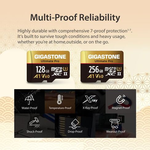 [استعادة بيانات مجانية لمدة 5 سنوات] بطاقة ذاكرة Micro SD سعة 128 جيجابايت من Gigastone، Ultimate Pro، بطاقة ذاكرة MicroSDXC للكاميرا، R/W تصل إلى 280/100 ميجابايت/ثانية، UHS-II U3 ​​A1 V60 C10، مع محول in Saudi Arabia