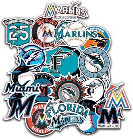 20 PCS Miami American Marlins Baseball Stickers for Water Bottle, Laptop, Bicycle, Computer, Motorcycle, Travel Case, Car Decal Decoration Sticker in Kuwait