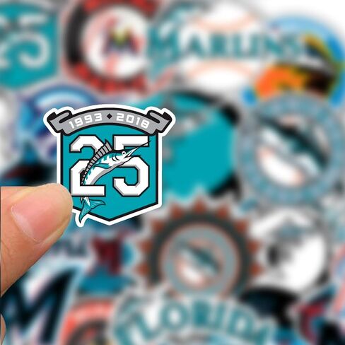 20 PCS Miami American Marlins Baseball Stickers for Water Bottle, Laptop, Bicycle, Computer, Motorcycle, Travel Case, Car Decal Decoration Sticker in Kuwait