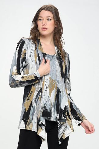 Jostar Women's Print Jacket Cardigan - Long Sleeve Printed Mid Cut Printed Sweater in Saudi Arabia