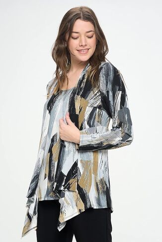 Jostar Women's Print Jacket Cardigan - Long Sleeve Printed Mid Cut Printed Sweater in Saudi Arabia