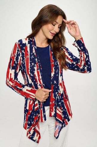 Jostar Women's Print Jacket Cardigan - Long Sleeve Printed Mid Cut Printed Sweater in Saudi Arabia