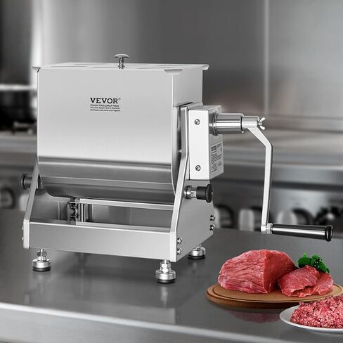 VEVOR Manual Meat Mixer, 15 Pound Capacity Tank Meat Processing Equipment, Stainless Steel Meat Mixer, Sausage Mixer Machine with Lid and Handle, Ground Beef Hand Mixer, Silver(Manual Only) in Saudi Arabia