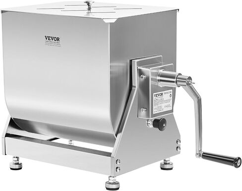 VEVOR Manual Meat Mixer, 15 Pound Capacity Tank Meat Processing Equipment, Stainless Steel Meat Mixer, Sausage Mixer Machine with Lid and Handle, Ground Beef Hand Mixer, Silver(Manual Only) in Saudi Arabia