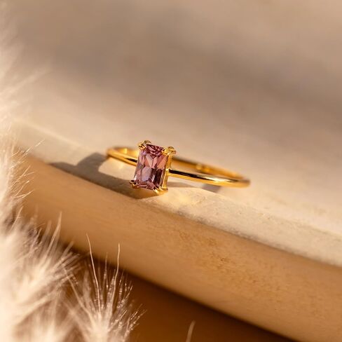 CAITLYNMINIMALIST Emerald Cut 18K Gold Band Baguette Solitaire Pink Blue Black Opal Dainty Colorful Rings for Women in Saudi Arabia