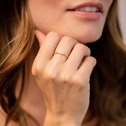 CAITLYNMINIMALIST Dainty 18K Gold Sterling Silver CZ Diamond Stackable Eternity Beaded Wave Heart Band Stacking Ring for Women Gift for Her in Saudi Arabia