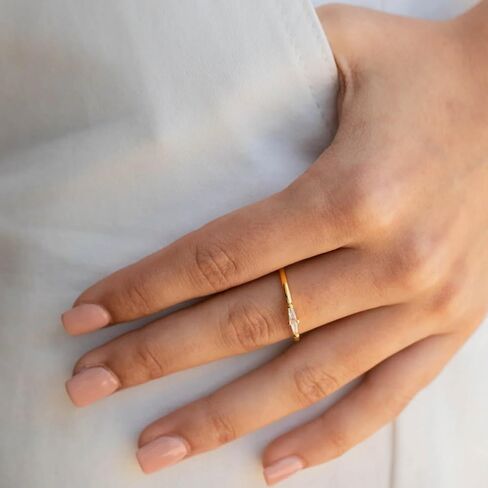 CAITLYNMINIMALIST Dainty 18K Gold Sterling Silver CZ Diamond Stackable Eternity Beaded Wave Heart Band Stacking Ring for Women Gift for Her in Saudi Arabia