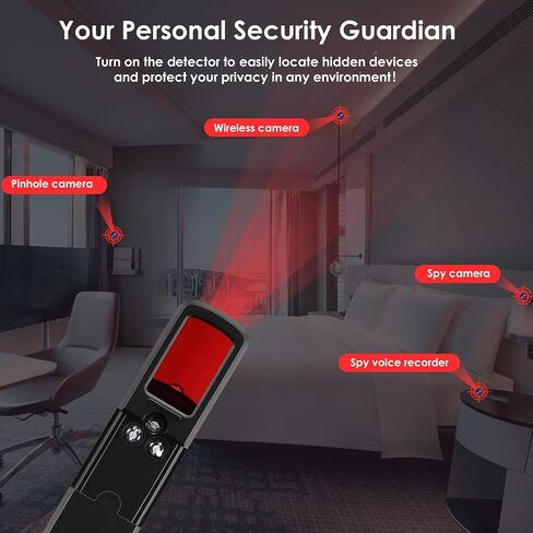 GPS-SECTORT Hidden-Camera Camera Detector-2025 ترقية الكاميرا الخفية وكاشف الأخطاء ، وكاميرا تجسس مضادة للمتنزهين ومكتشف GPS ، محمولة وقابلة لإعادة الشحن للمنزل ، المكتب ، أمان الفندق in Saudi Arabia