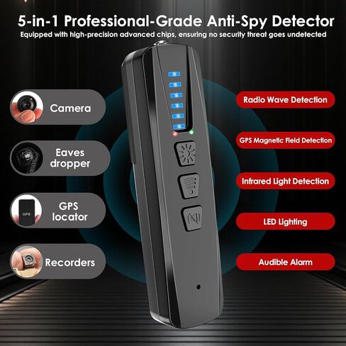 GPS-SECTORT Hidden-Camera Camera Detector-2025 ترقية الكاميرا الخفية وكاشف الأخطاء ، وكاميرا تجسس مضادة للمتنزهين ومكتشف GPS ، محمولة وقابلة لإعادة الشحن للمنزل ، المكتب ، أمان الفندق in Saudi Arabia