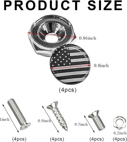 4 PCS License Plate Screws, American Flag Car Tag Screws Decorative Bolts for Fastening License Plates, US Flag Licence Plate Fastener Decoration for Most Car Truck Motorcycle (Black) in Saudi Arabia
