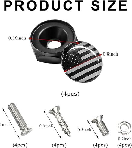 4 PCS License Plate Screws, American Flag Car Tag Screws Decorative Bolts for Fastening License Plates, US Flag Licence Plate Fastener Decoration for Most Car Truck Motorcycle (Black) in Saudi Arabia