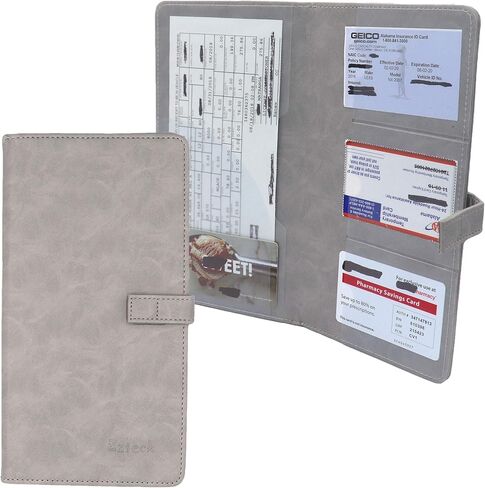 Car Registration and Insurance Holder - PU Leather Vehicle Glovebox Visor Organizer Wallet for Auto Paperwork, Car Document Holder Glove Compartment Organizer Black in Kuwait