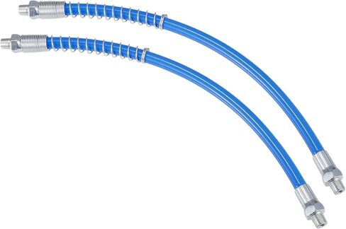 2 Pcs 12 Inch Universal 1/8" NPT Grease Gun Flex Hose - Trailer Flex Grease Hose Extension Non-Slip - Metal Blue in Kuwait