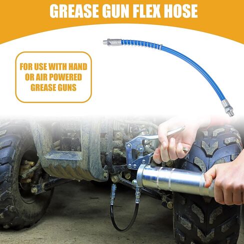 2 Pcs 12 Inch Universal 1/8" NPT Grease Gun Flex Hose - Trailer Flex Grease Hose Extension Non-Slip - Metal Blue in Kuwait