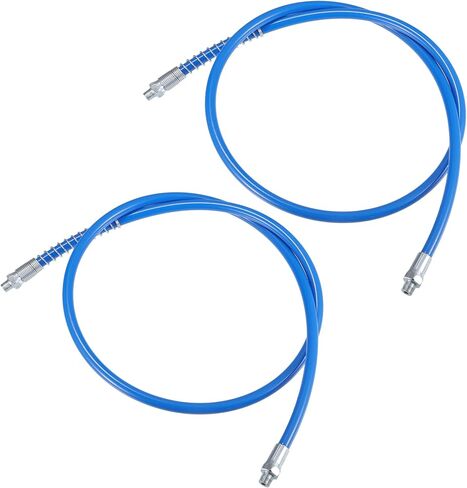2 Pcs 12 Inch Universal 1/8" NPT Grease Gun Flex Hose - Trailer Flex Grease Hose Extension Non-Slip - Metal Blue in Kuwait