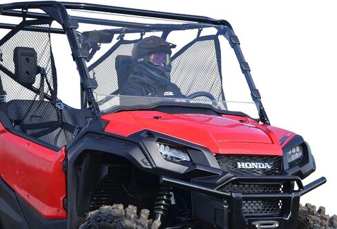SuperAtv شاقته الشاقة واضحة للخدش الزجاج الأمامي الكامل لعام 2016+ هوندا بايونير 1000 / 1000-5 | 1/4 "البولي الكربونات السميكة | 250x أقوى من الزجاج | يتضمن ختم لمبة مثبتة مسبقًا in Saudi Arabia