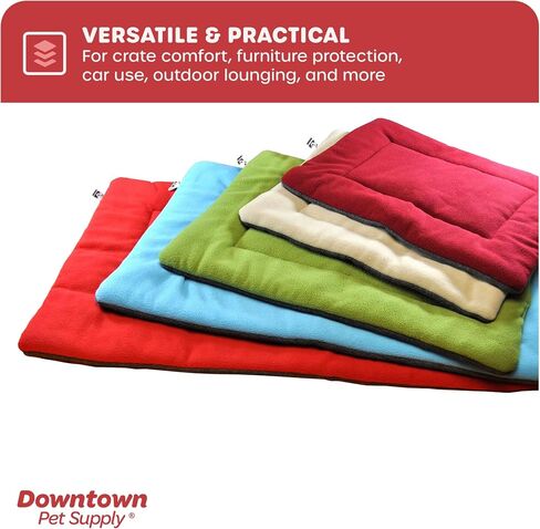 Downtown Pet Supply - بساط قفص للكلاب - سرير مريح للكلاب أو سرير للقطط - بساط قيلولة من الصوف الناعم - سهل الصيانة، سرير كلب قابل للغسل في الغسالة - فحمي/فضي - 42 بوصة × 27 بوصة - سرير كلب كبير جدًا in Kuwait