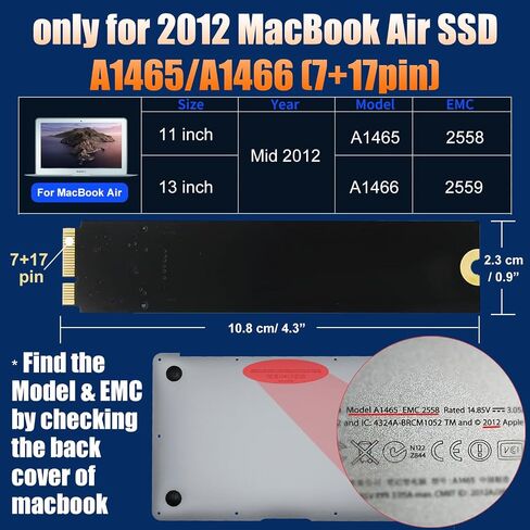 حافظة MacBook SSD لجهاز 6+12pin Apple 2010 2011 MacBook Air SSD A1370 EMC 2393/2471، A1369 EMC 2392/2469، USB 3.0 حافظة خارجية مع حقيبة منظمة in Kuwait