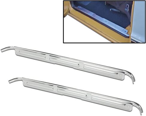 G-PLUS Chrome Door Sill Plates 2pcs Compatible with Chevy GMC Truck C10 C20 1967-1972 Car Door Sill Protector Step Scuff Plate w/Hardware Car Door Sill Steps Covers Scratch Pad in Saudi Arabia