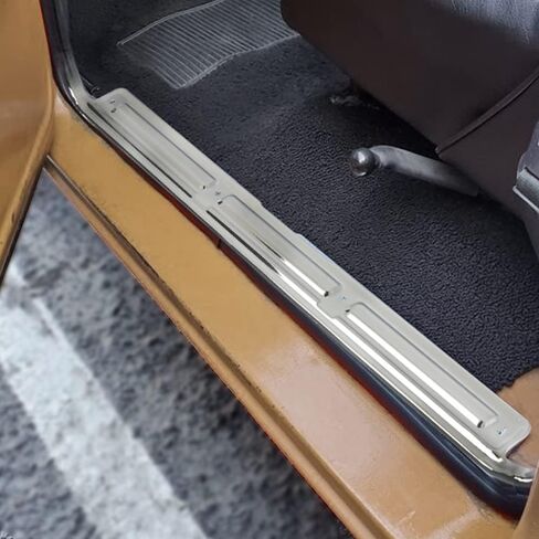 G-PLUS Chrome Door Sill Plates 2pcs Compatible with Chevy GMC Truck C10 C20 1967-1972 Car Door Sill Protector Step Scuff Plate w/Hardware Car Door Sill Steps Covers Scratch Pad in Saudi Arabia