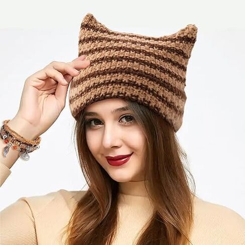 4 PCS y2k Assysories grunge accessories for women ، قفازات مثبتة بالجرونج ، قبعة قطة متشابكة الجرونج ، أساور قصصية ، قلادة قلادة نجم ، أشياء ثريان ، ترس ثيان y2k ملحقات khaki in Kuwait