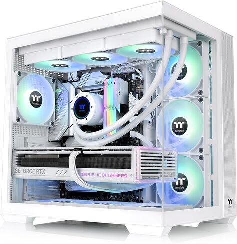 View 170 TG ARGB Snow Micro-ATX Case; 3x120mm ARGB Fans included; Supports Up to 280mm Radiator; Front & Side Dual Tempered Glass Panel; CA-1Z4-00M6WN-00; 3 Year Warranty in Kuwait