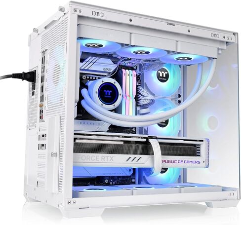 View 170 TG ARGB Snow Micro-ATX Case; 3x120mm ARGB Fans included; Supports Up to 280mm Radiator; Front & Side Dual Tempered Glass Panel; CA-1Z4-00M6WN-00; 3 Year Warranty in Kuwait