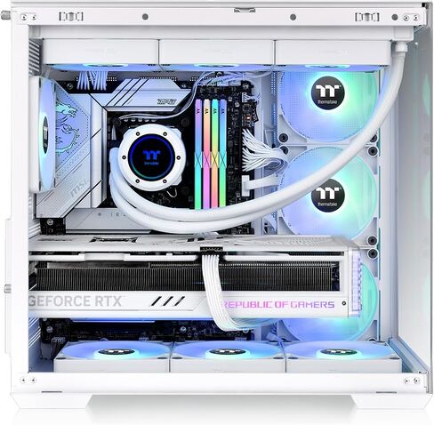 View 170 TG ARGB Snow Micro-ATX Case; 3x120mm ARGB Fans included; Supports Up to 280mm Radiator; Front & Side Dual Tempered Glass Panel; CA-1Z4-00M6WN-00; 3 Year Warranty in Kuwait