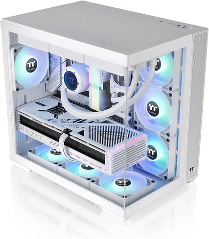 View 170 TG ARGB Snow Micro-ATX Case; 3x120mm ARGB Fans included; Supports Up to 280mm Radiator; Front & Side Dual Tempered Glass Panel; CA-1Z4-00M6WN-00; 3 Year Warranty in Kuwait