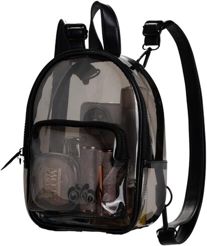 OTW مضاد للسرقة سوداء واضحة شفافة صغيرة صغيرة على ظهر حقيبة ظهر قابلة للتحويل من أجل مهرجان ملعب Raves (Mini - Black) in Kuwait