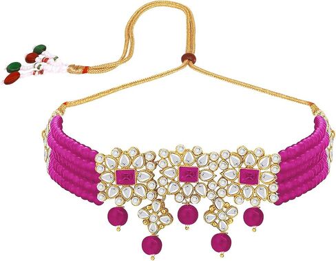 Aheli Ethnic Indian Necklace Earring Maang Tikka Set Traditional Bollywood Fashion Jewelry Gift for Women Blue in Saudi Arabia