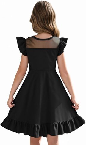 Lqsz Girls Dress Summer Shuffle Sleeve Mesh High High in Saudi Arabia