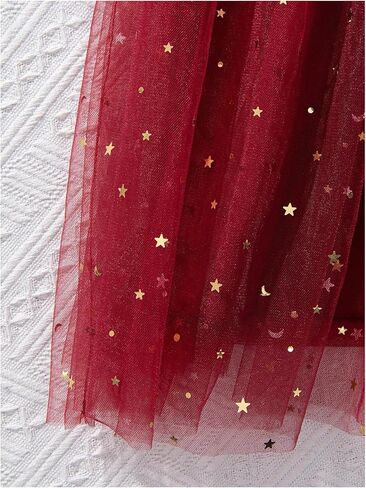Wdirara Girl's V Deck Shulk Sleeve A Line Dress Tulle Tulle Tulle in Saudi Arabia
