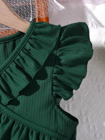 Wdirara Girl's V Deck Shulk Sleeve A Line Dress Tulle Tulle Tulle in Kuwait
