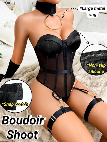 مجموعة الملابس الداخلية kaei & shi strappy garter ، شبكات شفافة تحت الأسلاك مثيرة للنساء ، in Saudi Arabia