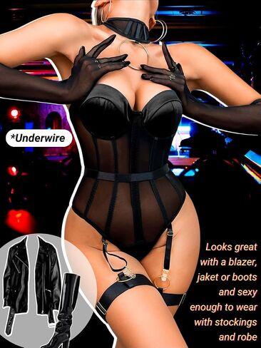 مجموعة الملابس الداخلية kaei & shi strappy garter ، شبكات شفافة تحت الأسلاك مثيرة للنساء ، in Saudi Arabia