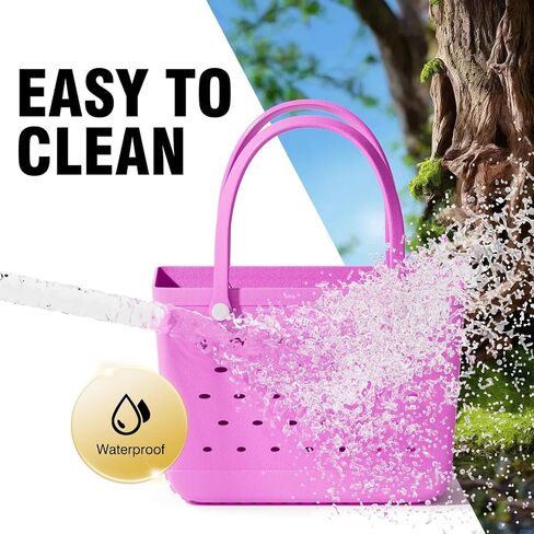 WOOWAVE Beach Bag Rubber Tote, Waterproof Sandproof Open Hand Bag for Swim Pool Beach Travel in Saudi Arabia