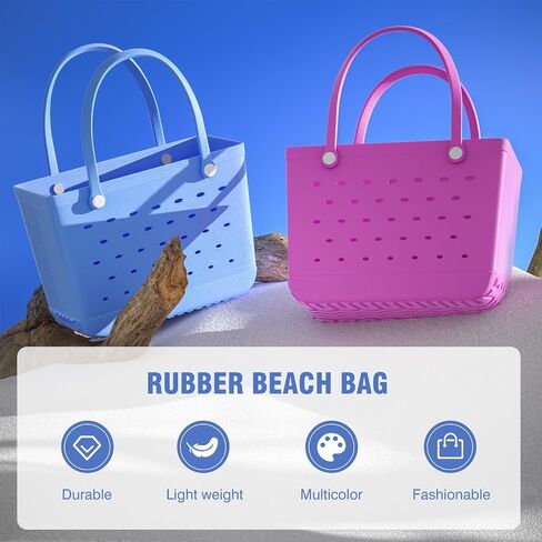 WOOWAVE Beach Bag Rubber Tote, Waterproof Sandproof Open Hand Bag for Swim Pool Beach Travel in Saudi Arabia