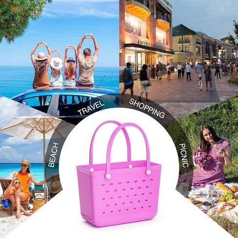 WOOWAVE Beach Bag Rubber Tote, Waterproof Sandproof Open Hand Bag for Swim Pool Beach Travel in Saudi Arabia