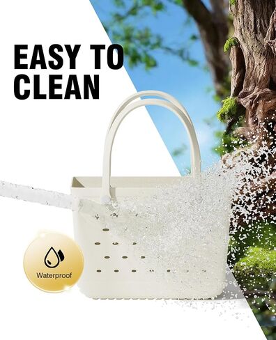 WOOWAVE Beach Bag Rubber Tote, Waterproof Sandproof Open Hand Bag for Swim Pool Beach Travel in Saudi Arabia