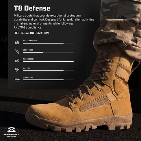 GARMONT TACTICAL T8 Defense Military Combat Boots for Men and Women, Army, Air Force, AR670-1 Compliant Footwear, Suede Leather in Saudi Arabia