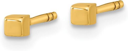 14K الذهب الأصفر المصقول المكعب بعد الأقراط 2x2 مم in Saudi Arabia